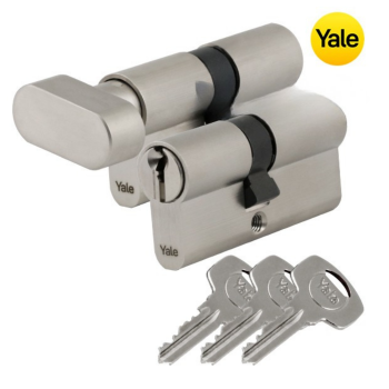 Zestaw 2 wkładek Yale - Y500 30/45+30G/45 w systemie 1 klucza satyna